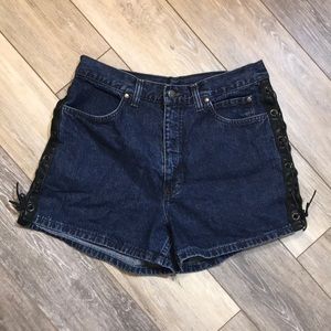 ▫️Harley-Davidson Leather Lace Up Denim Shorts